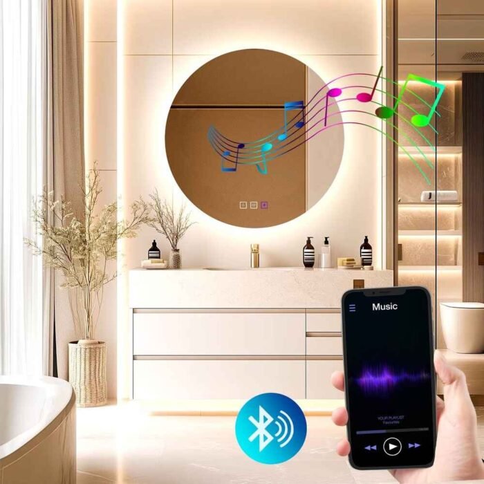 Apvalus LED veidrodis su Bluetooth 60cm