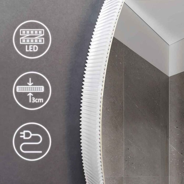 Apvalus LED veidrodis su Bluetooth 60cm