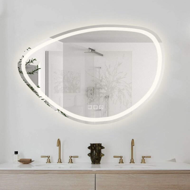 Netaisyklingos formos LED veidrodis 70x100cm